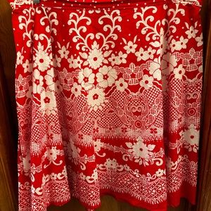 3XL Women’s Plus Size Midi Red/White Print Skirt